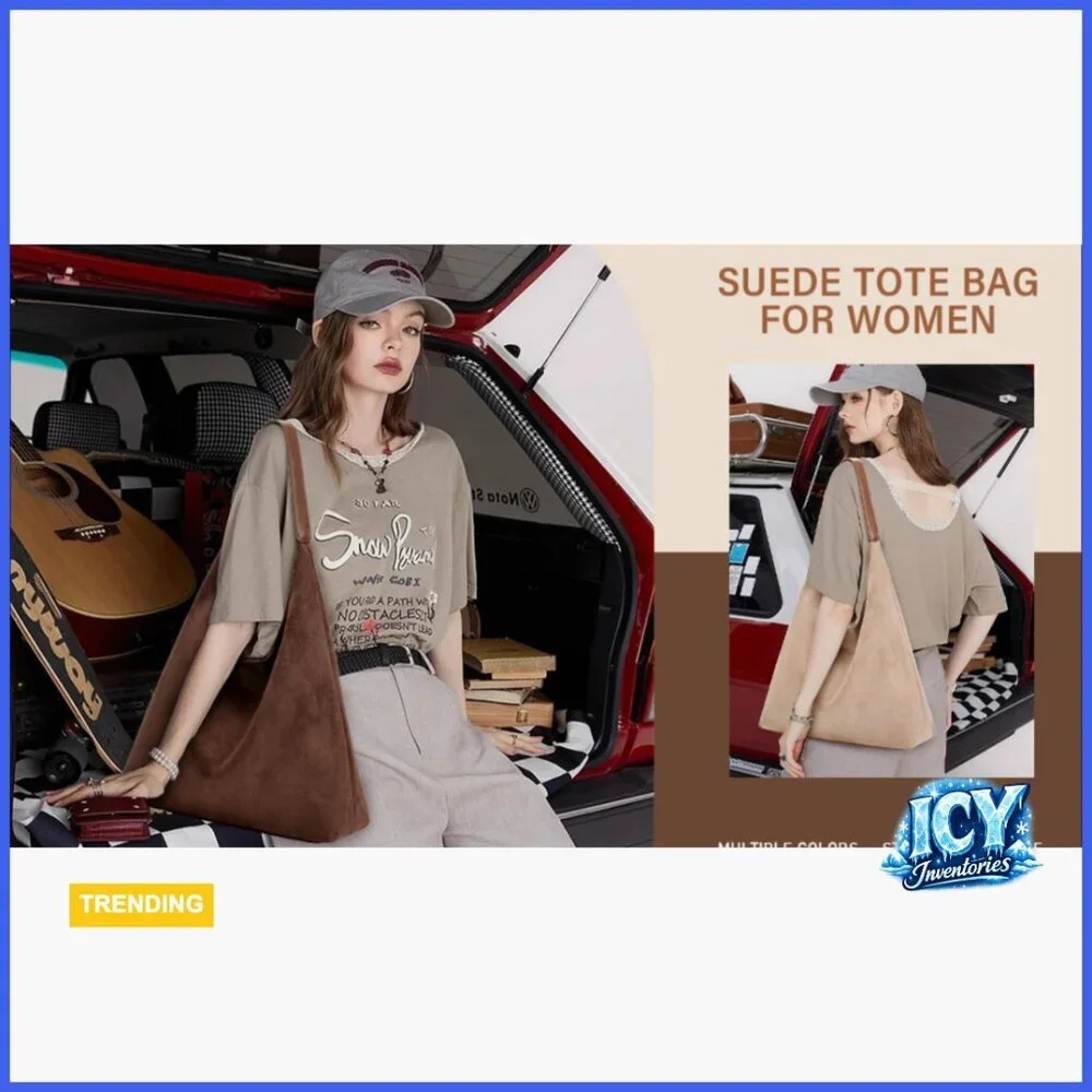 Vegan Leather Purse Set: Slouchy Hobo & Suede Tote Bag